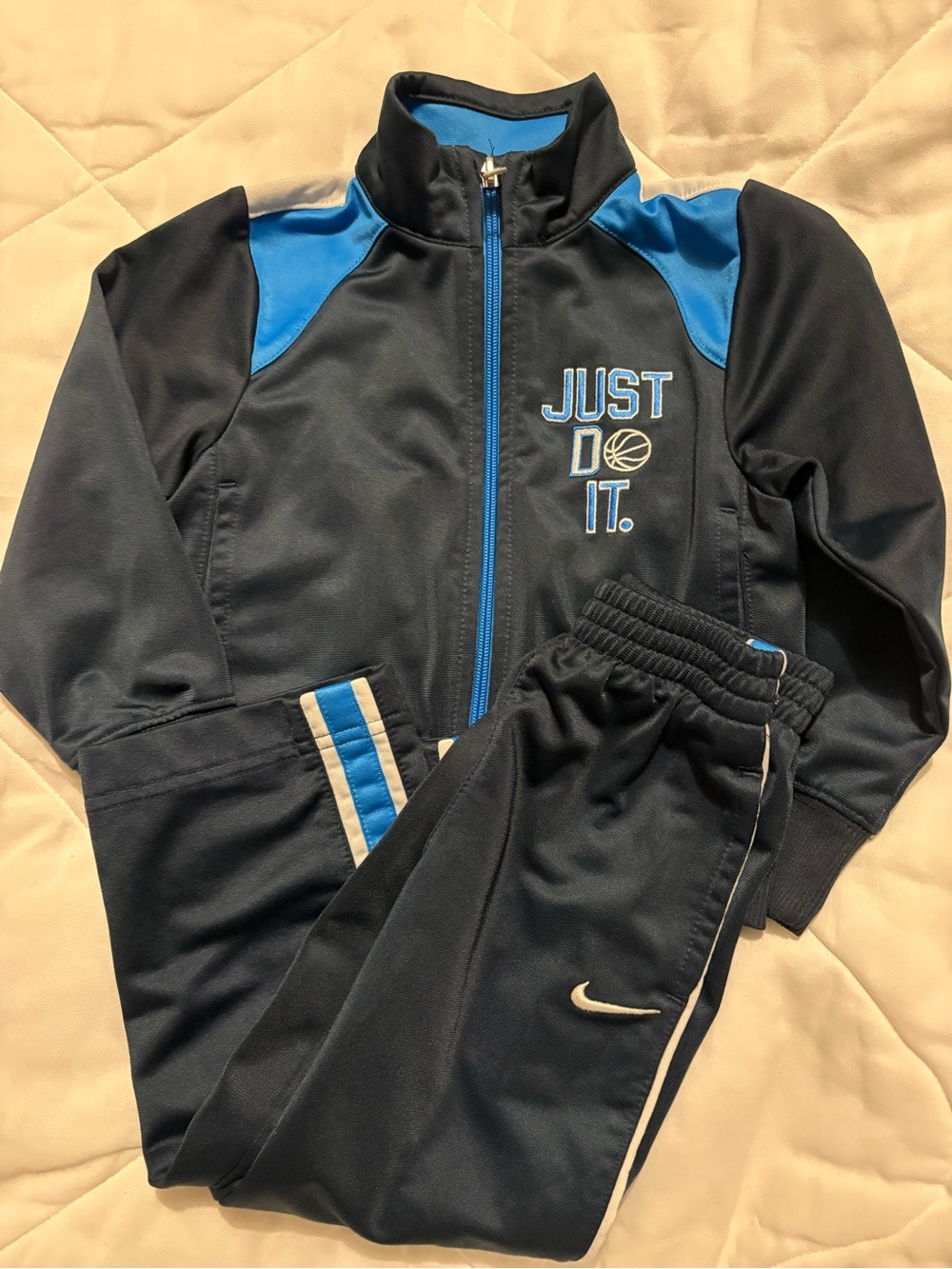 Nike Kids Black and Blue 'Just Do It' Track Jacket & Pants Set